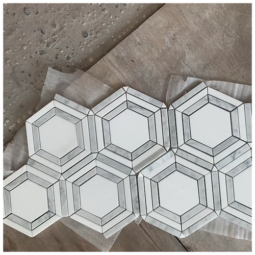 White Marble Large Hexagon Mosaic Tiles White Marble Large Hexagon Mosaic Tiles