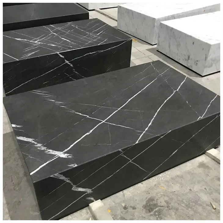 Solid Nero Marquina Marble Coffee Table