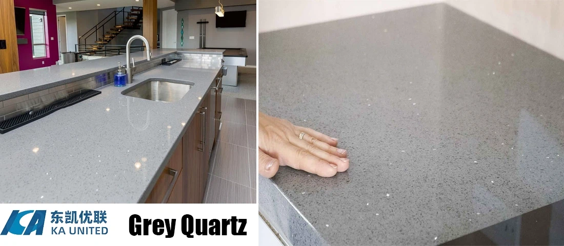 Grey Quartz Kitchen Countertops with Sparkle Grey Quartz Kitchen Countertops with Sparkle