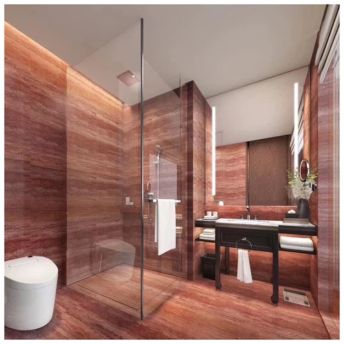 Dark Red Travertine Bathroom Projects-KA UNITED Dark Red Travertine Bathroom Projects-KA UNITED